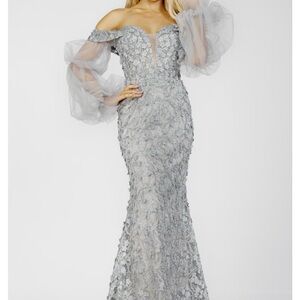 Terani Couture Silver Embellished Dress